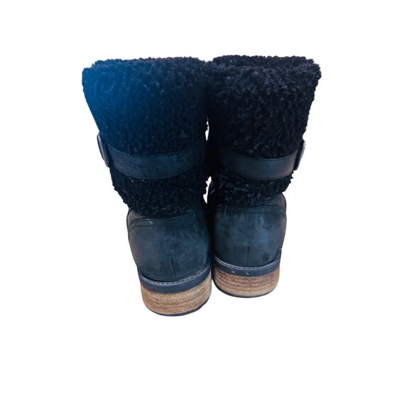 UGG Women Blayre II Shearling Genuine Cuff Suede Boots 1008220 Black 9.5 Snow - Picture 6 of 14